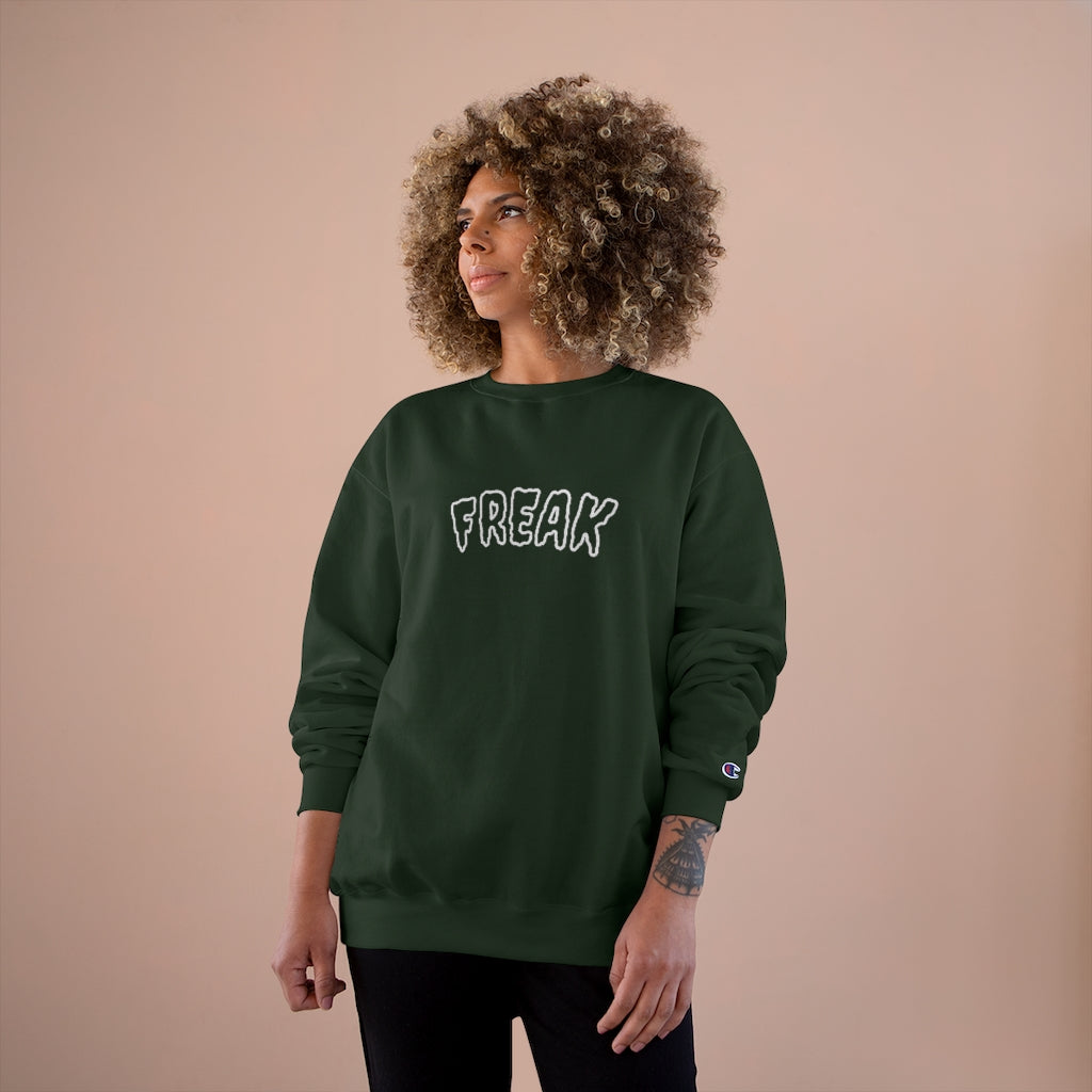 Giannis "FREAK" Champion® crewneck sweatshirt. Milwaukee Bucks NBA clothing and Apparel | goattalksports.com
