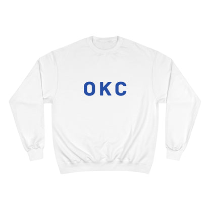 OKC Champion Sweatshirt The American heritage brand, Champion, brings you the OKC Thunder eco crewneck sweatshirt. It features Double Dry® technology and is made of a cotton/polyester blend optimized for warmth and comfort. It has the iconic "C" logo on the left - NBA Shop Clothing | goattalk.shop